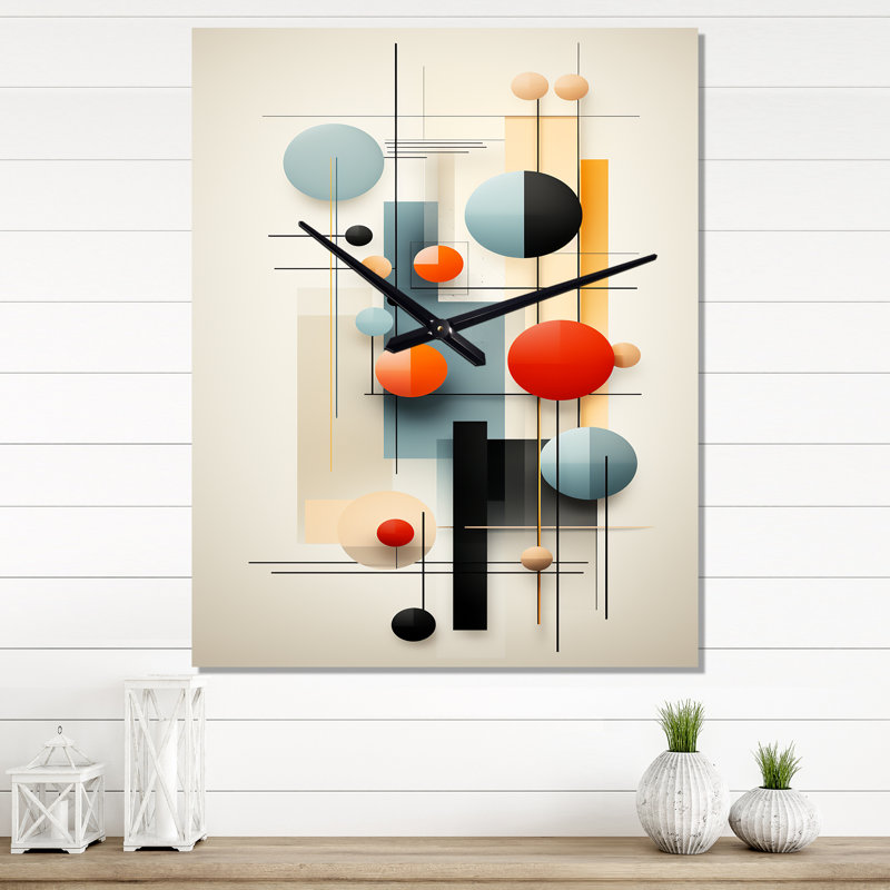 Dimensions de l'équilibre géométrique abstrait - horloge murale moderne surdimensionnée, H 32 po x l 24 po x P 1 po
