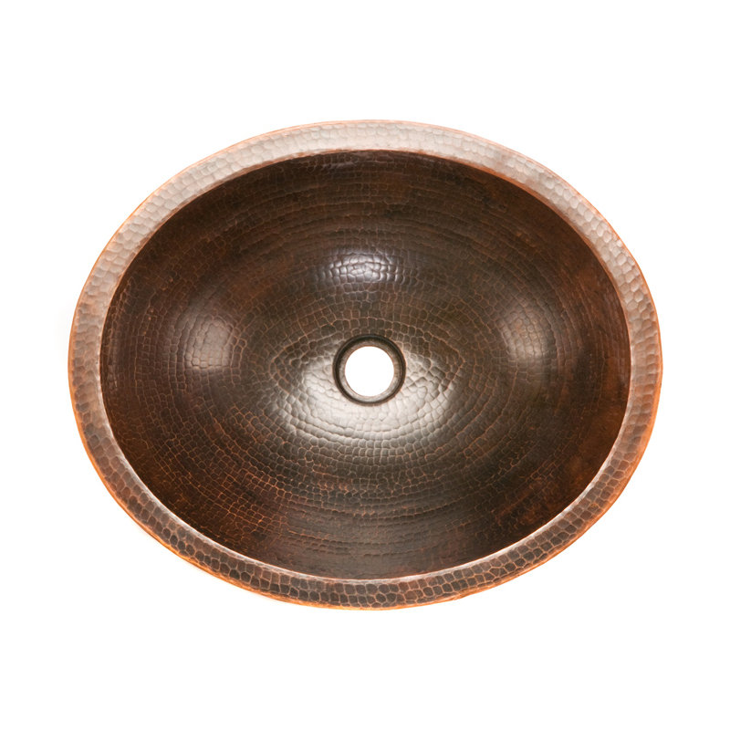 18" Oval Skirted Vessel Hammered Copper Sink