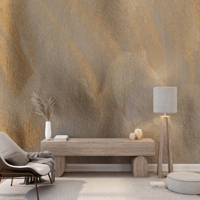 Warm Gold Abstract Textured Wall Mural
