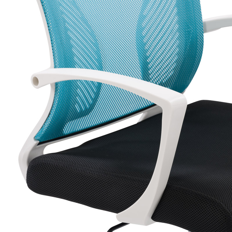 Chaise de bureau Lateasa, Blanc, Sarcelle / Noir