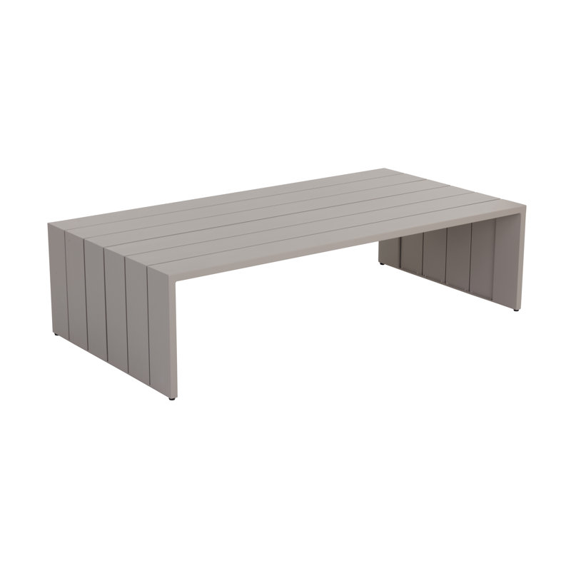 Clayre Rectangular Metal Outdoor Coffee Table , 60'' in. W 31.25'' in. D, Light Pewter