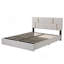 Ensemble de chambre à coucher 2 pièces, lit plateforme tapissier grand avec système de rangement hydraulique, repose-pieds de rangement avec pieds en métal, beige