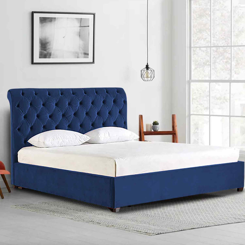 Upholstered Bed, Kingsize (5'), Blue