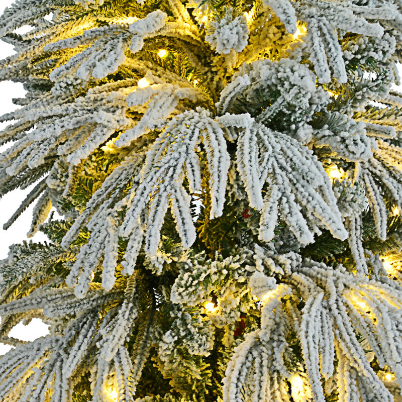 Pre-Lit Spruce Snow Flocked Christmas Tree, 7.5'