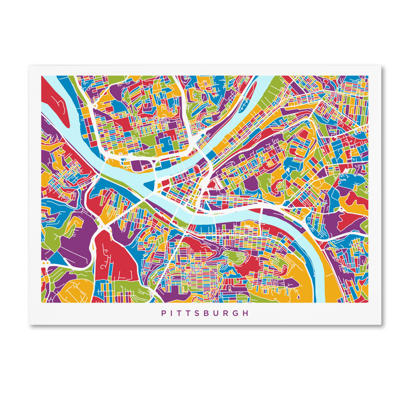 « pittsburgh pennsylvanie street map », impression sur toile tendue, H 35 po x l 47 po x P 2 po