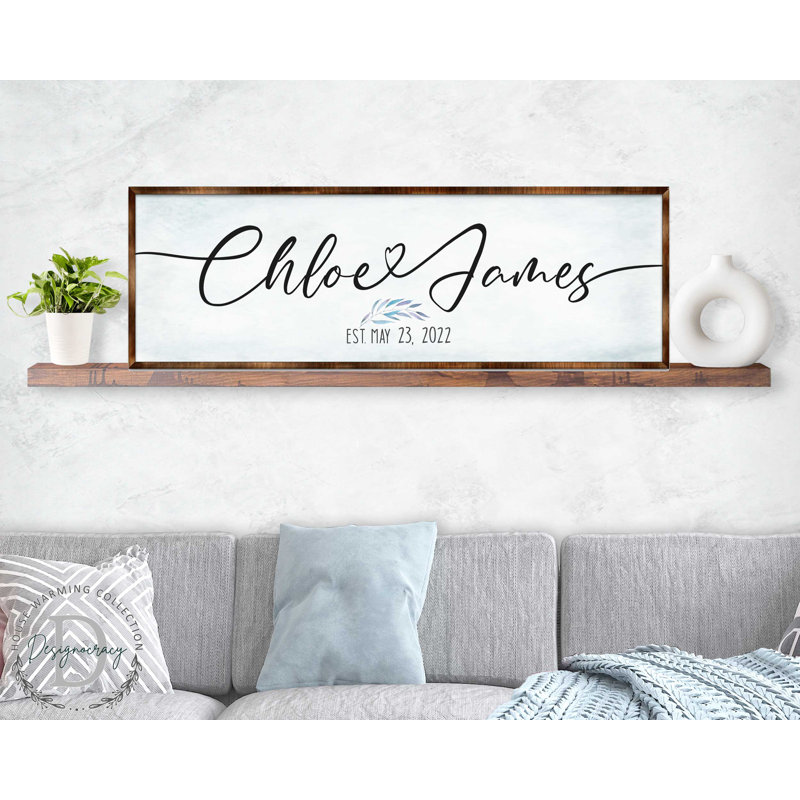 Personalized Family Name - Art textuel panoramique sur bois encadré, H 36 po x l 12 po x P 0,5 po