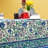 Floral Vine Block Print Paisley Cotton Tablecloth 