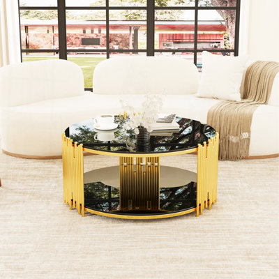 Table basse circulaire en acier inoxydable de style moderne et minimaliste