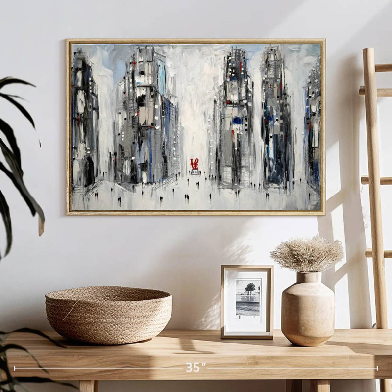 Urban Love I, 25" X 17", Floating Frame Natural Wood