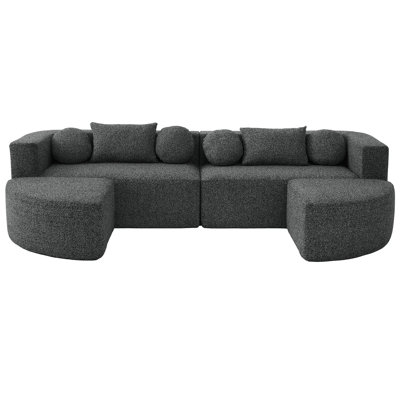 Boneless Couch Modular Sectional Sofa 114.9" Free-Combined Sofa Couch Sofa Bed Compression Sofa With Deep Seating And Curved Design For Living Room