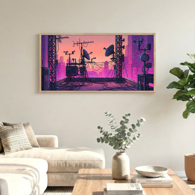 Ensemble de 1 toile murale Cyberpunk Skyline