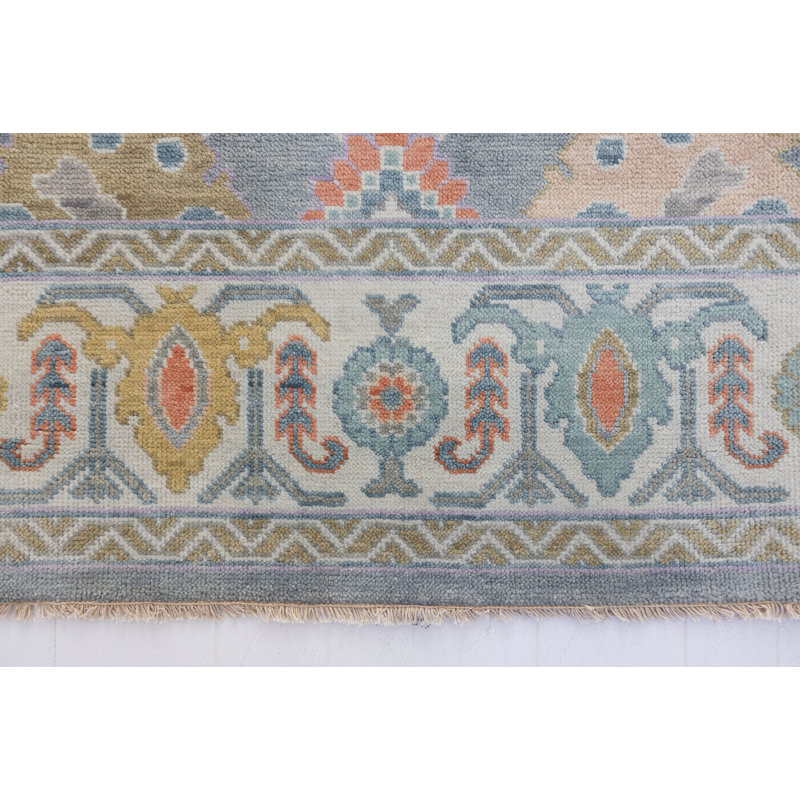 Hattie Hand Knotted Wool Trellis Area Rug, Square 12'