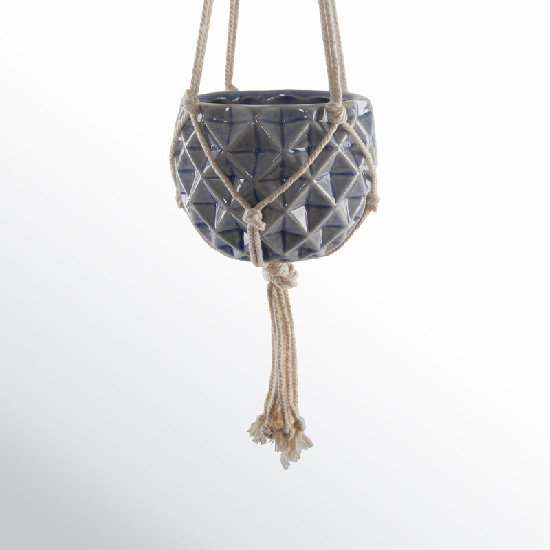 Odyssey Handmade Ceramic Hanging Planter, Blue