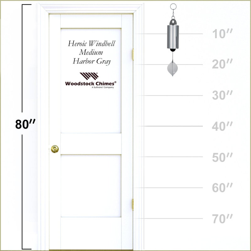 Carillon Heroic Windbell ™, H 24 po x l 4 po x P 4 po, Gris havre