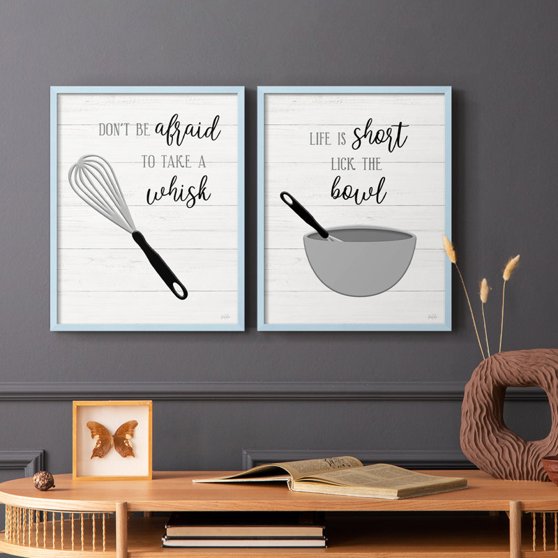 «Take A Whisk» - reproduction encadrée de qualité supérieure - prête à être accrochée - aucun clou requis - aucun clou requis