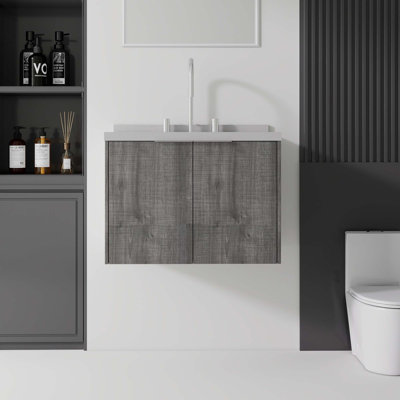 Meuble-lavabo flottant avec lavabo et porte à fermeture en douceur