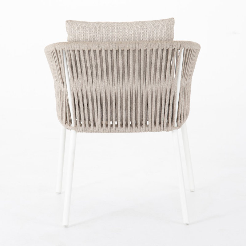 Porto Outdoor Dining Armchair, Faye Sand, White