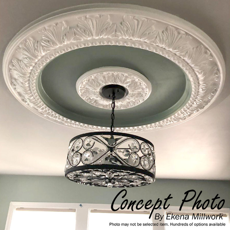 Ekena Millwork 47" Primed Dentil and Bead Decorative Ceiling Ring