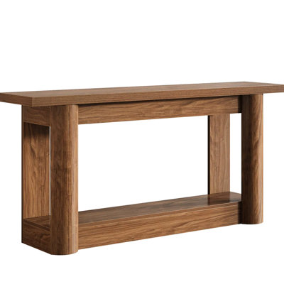 Vintage Brown 2 Table For And Entryway, 63-inch Console With Organized Storage Shelf, Structure Entryway Finish, Curved Legs Storage, Versatile Hallway