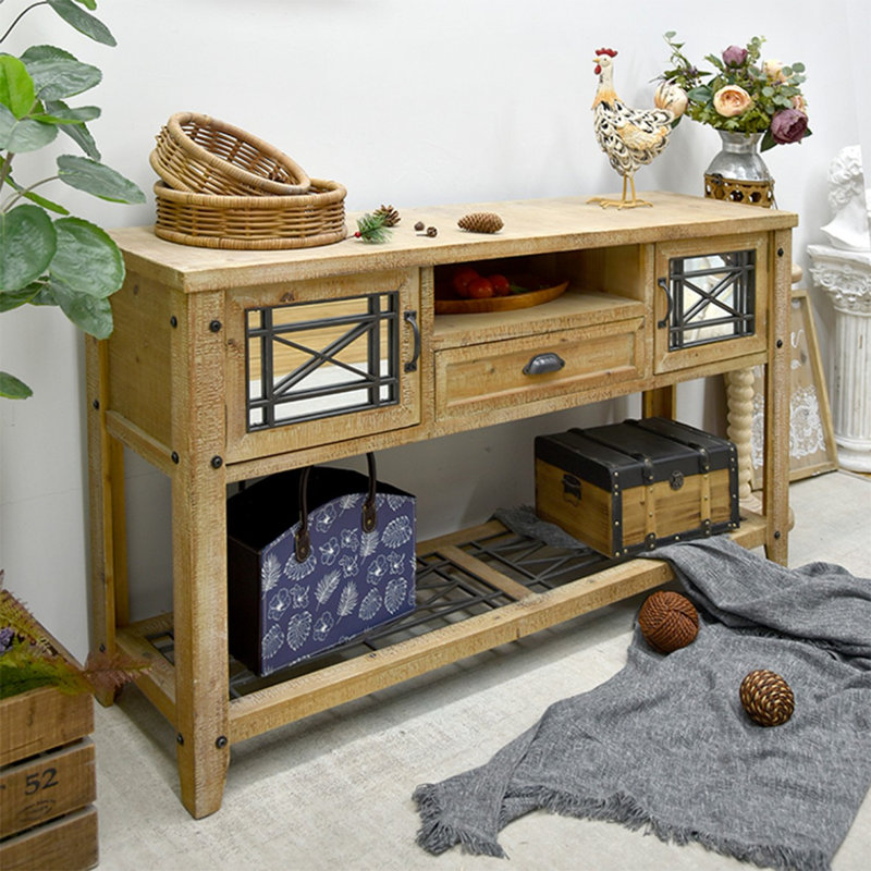 Console rectangulaire en bois manufacturé brun massif