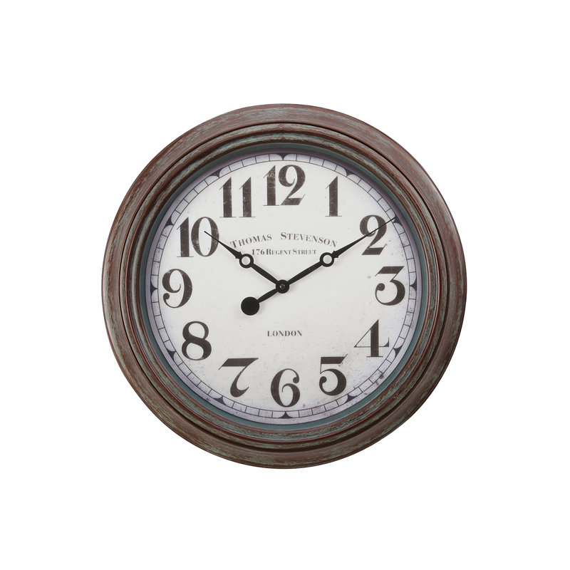 Clocks, 20" Round, Wall Clock, Antique Brown, Transitional