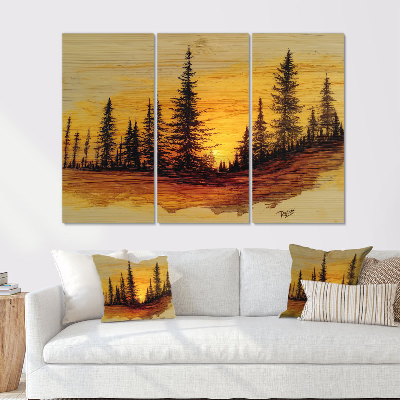 Coucher de soleil d'hiver dans la forêt de l'Alaska, H 32 po x l 48 po, Frameless Metal Print, Ne s’applique pas