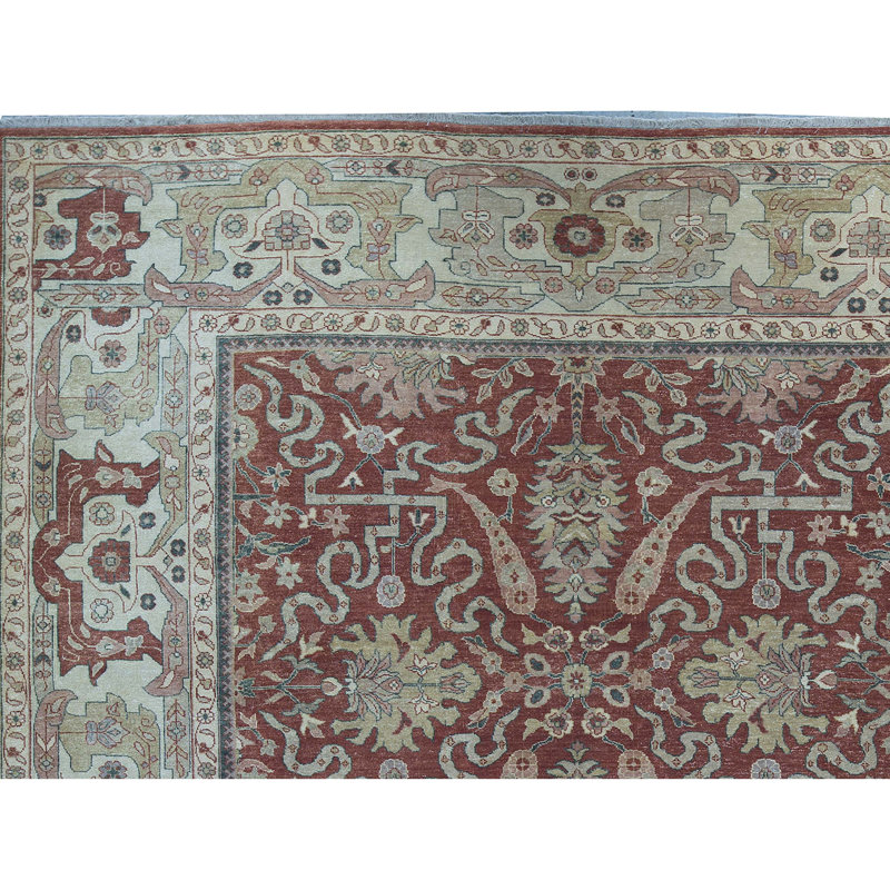 Tapis rouille et ivoire de haute qualité noué à la main