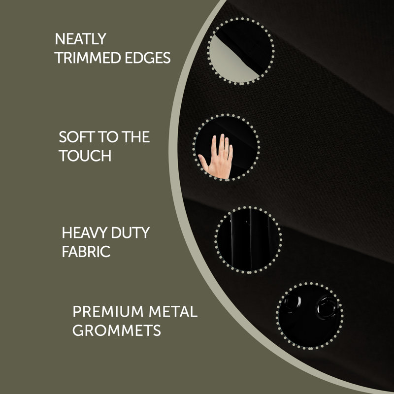 Polanco Room Darkening Curtain Single Panel, Black, 52" x 84"