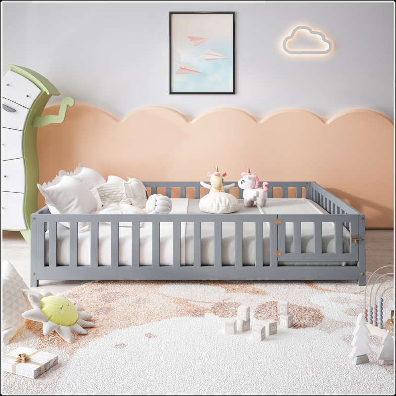 Lit plateforme Huzayl, gris