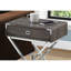 Table de chevet contemporaine avec surface taupe foncé et base en métal avec tiroir