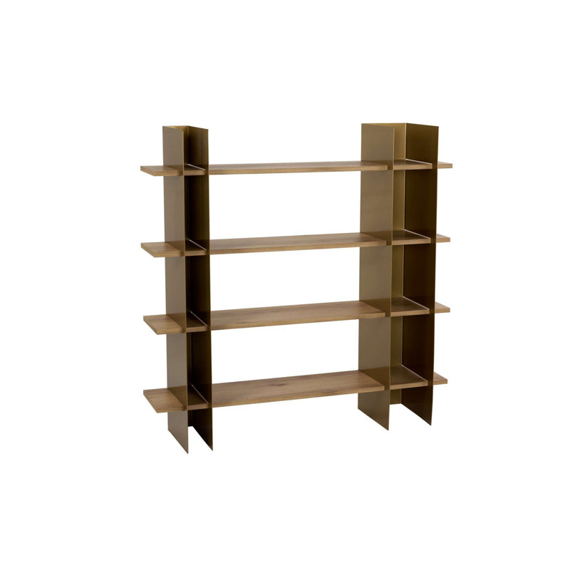Bibliothèque moderne moderne avec structure en métal et tablettes en bois aggloméré, 47,2 po x 12,2 po x 47,2 po | Conception élégante et durable pour la maison ou le bureau | Parfait pour exposer des livres, des objets de collection et des objets de collection | Solution de rangement de fantaisie
