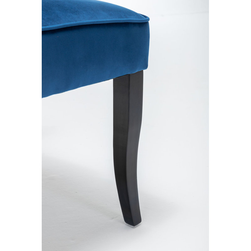 Skiatook 52cm H Tufted Velvet Upholstered Side Chair, Navy Blue