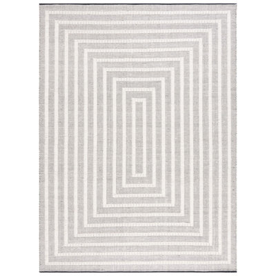 Natura Flat Weave Wool/Cotton Geometric Rug in Gray/White