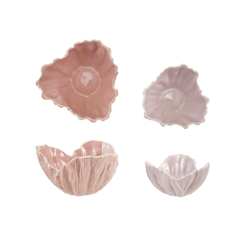 Stoneware Flower-Shaped Bowls With Reactive Glaze