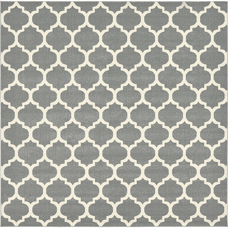 Molly Power Loom Dark Gray/Ivory Rug, Square 10'