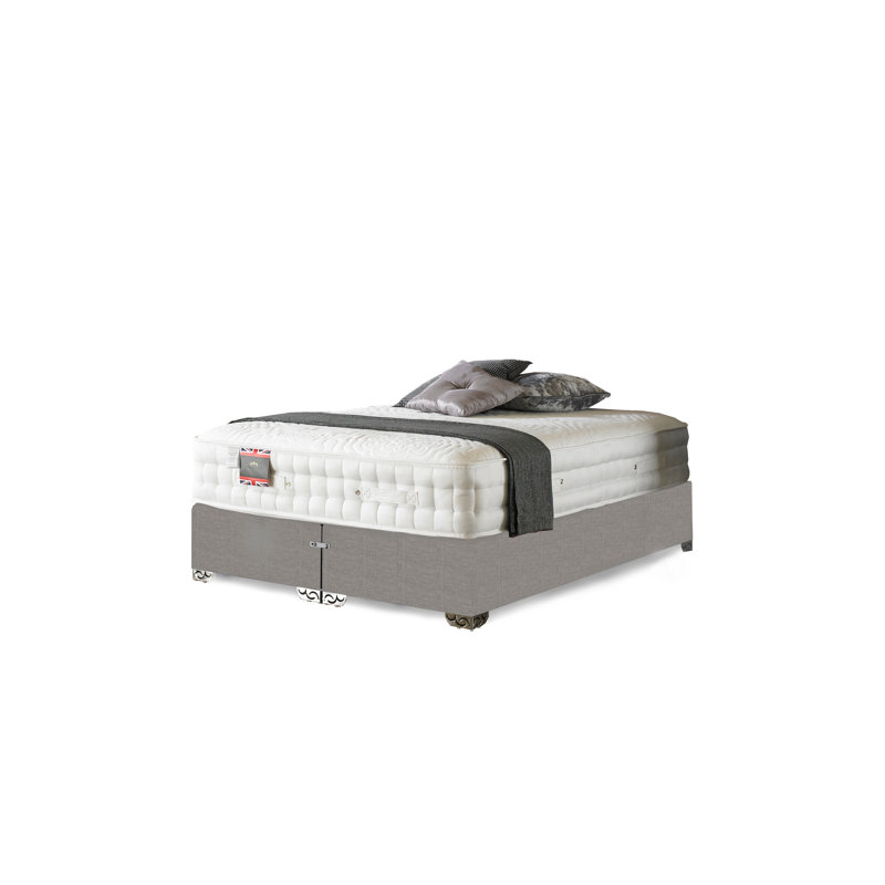 Argill Pocketsprung Divan Bed Set, Double (4'6), No Storage, Silver Linen