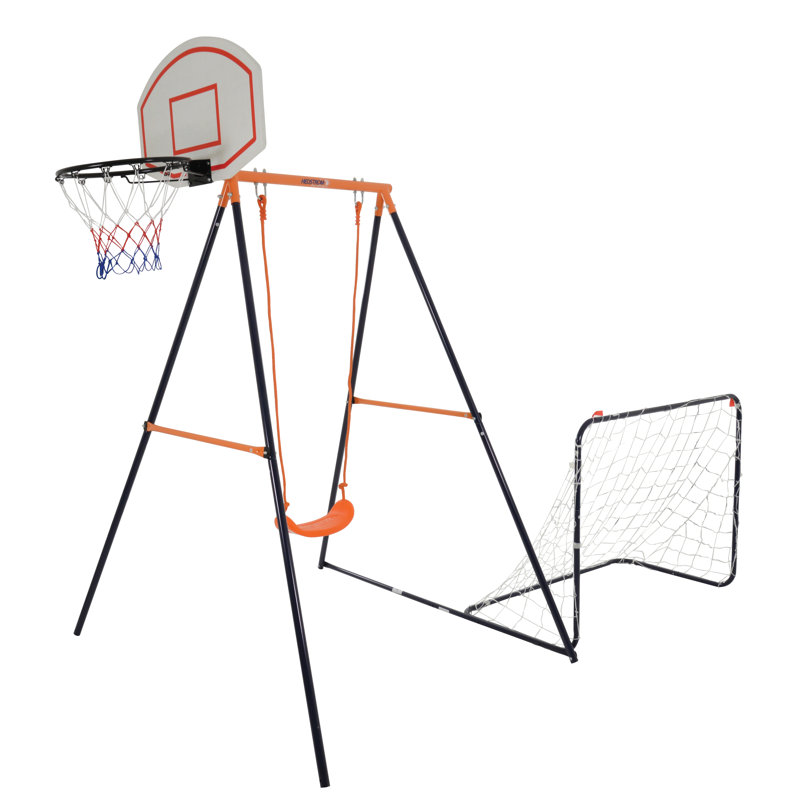 Freeport Park Powder Coated Steel Swing Set with