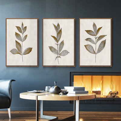 Bronze Leaf I - ensemble de 3 reproductions de photos sur toile