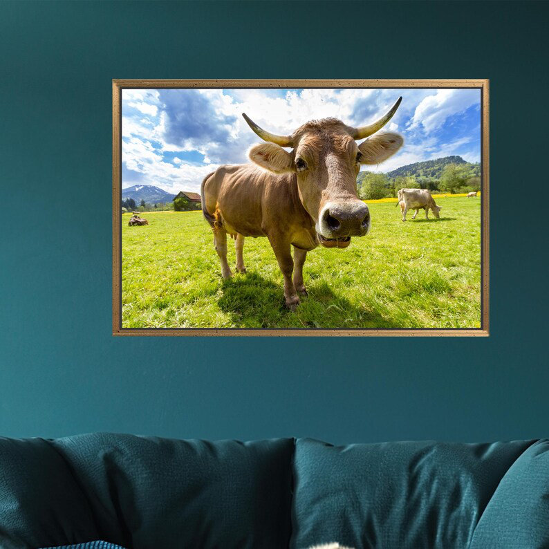 Print on Canvas, 25 cm H x 35 cm W, Framed Print without Mat, Gold
