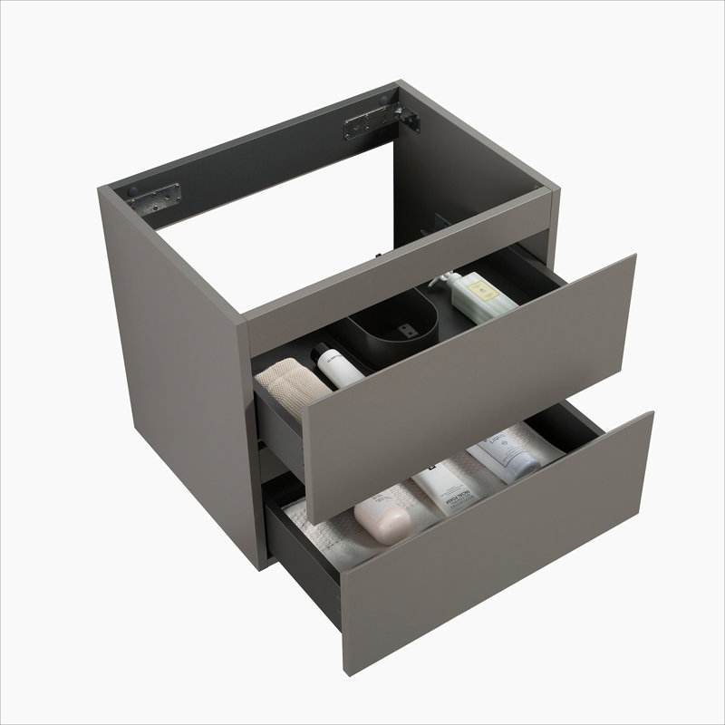Armoire murale SANS lavabo, avec deux tiroirs, Gris