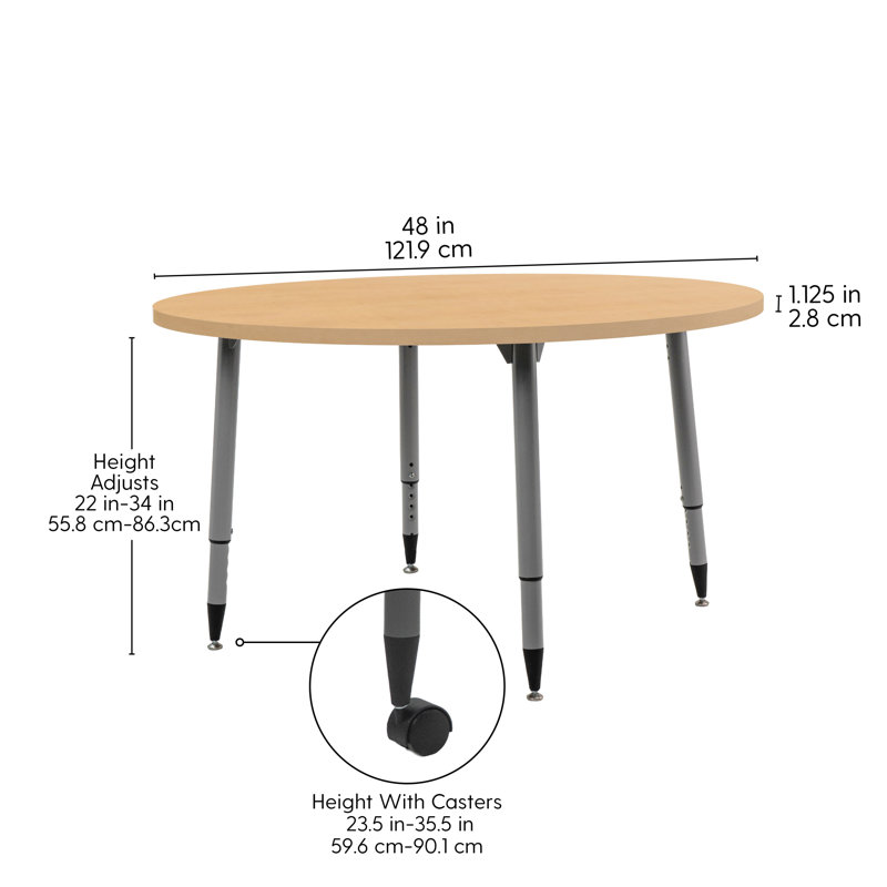Table d'activité 48 po Adapte, 48 po x 36 po, Grain d'érable / argent