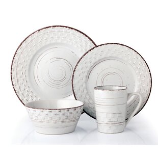 Gianna's Home 12 Piece Rustic Farmhouse Melamine Dinnerware Set, Servi