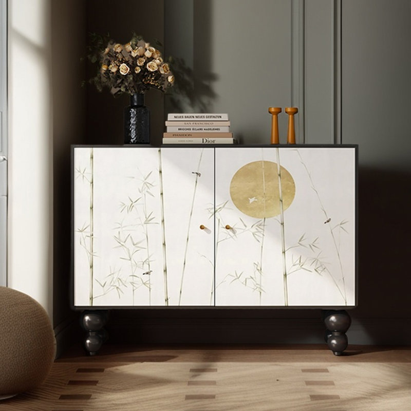 Armoire décorative en bois à deux portes Creative, Noir