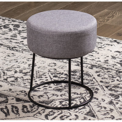 BirdRock Home 13.75" Round Linen Ottoman Foot Stool