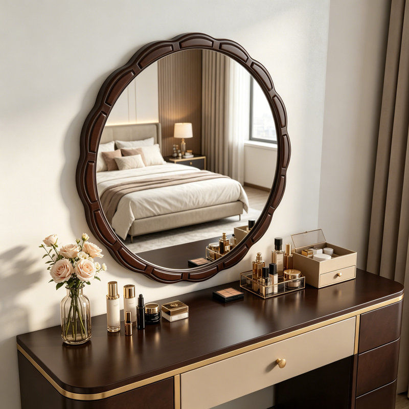 Miroir mural au design unique, Noyer brun