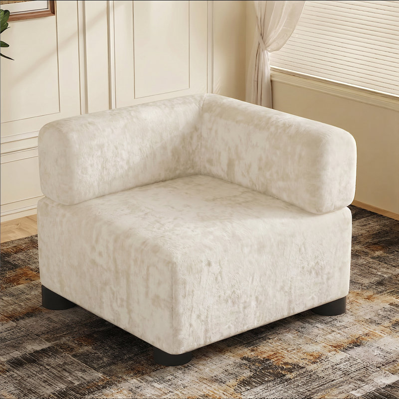 35-inch Chenille Corner Chair, No Tool Assembly, Beige Chenille