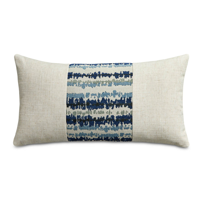 Antigua Lumbar Pillow Cover & Insert, Navy Abstract