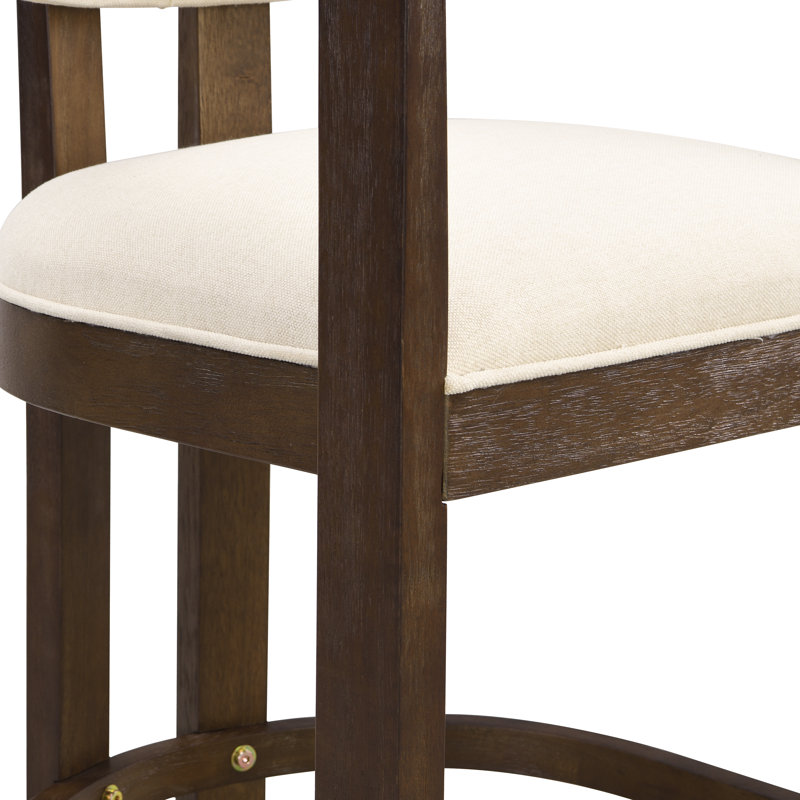Tabourets de bar rembourrés 26 po Evesham, Siège en polyester beige / structure en noyer