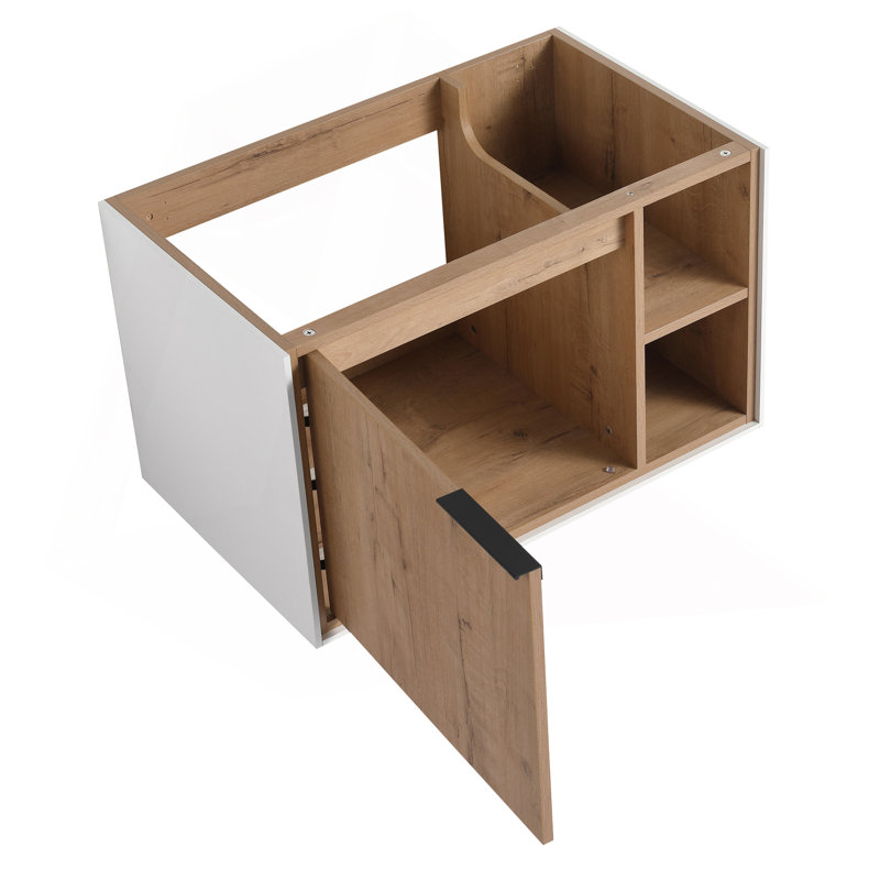 Meuble-lavabo mural flottant 30 po avec lavabo en céramique et porte d'armoire à fermeture en douceur