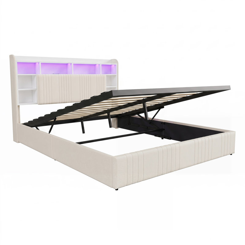 Bed, Beige, European Double (140 x 200 cm)